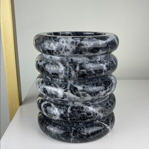 CB2 Turk Black Marble Utensil Holder or Wine Chiller-